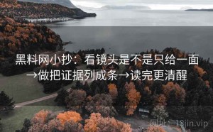 黑料网小抄：看镜头是不是只给一面→做把证据列成条→读完更清醒