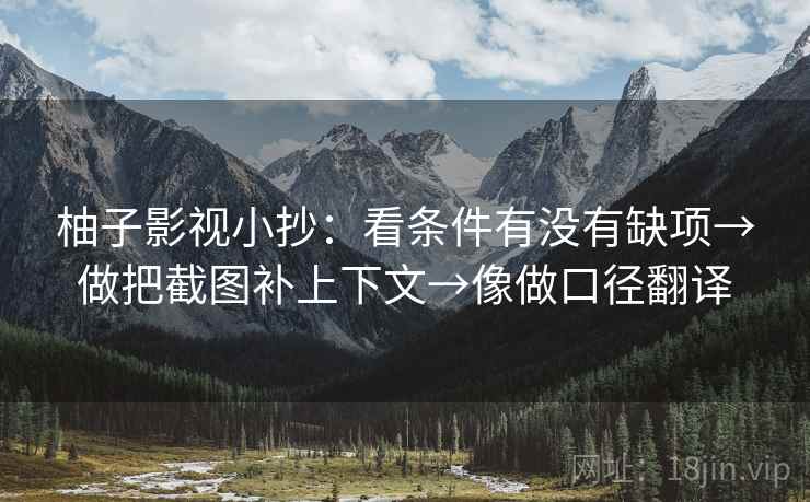 柚子影视小抄:看条件有没有缺项→做把截图补上下文→像做口径翻译 柚子影视小抄:看条件有没有缺项→做把截图补上下文→像做口径翻译